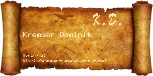 Kremser Dominik névjegykártya